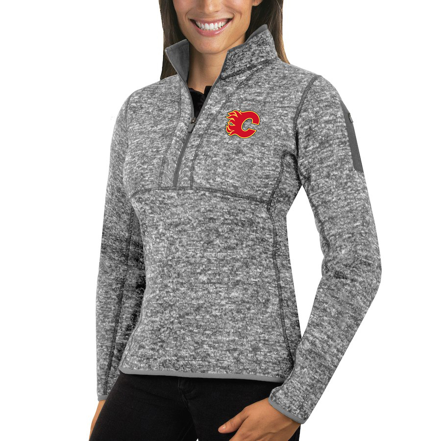 Calgary Flames Antigua Women's Fortune 1/2-Zip Pullover Sweater Black Calgary Flames Antigua Women's Fortune 1/2-Zip Pullover Sweater Black