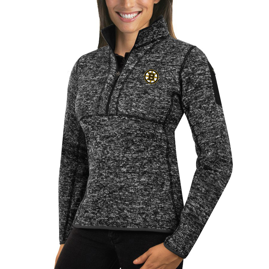 Boston Bruins Antigua Women's Fortune 1/2-Zip Pullover Sweater Charcoal Boston Bruins Antigua Women's Fortune 1/2-Zip Pullover Sweater Charcoal