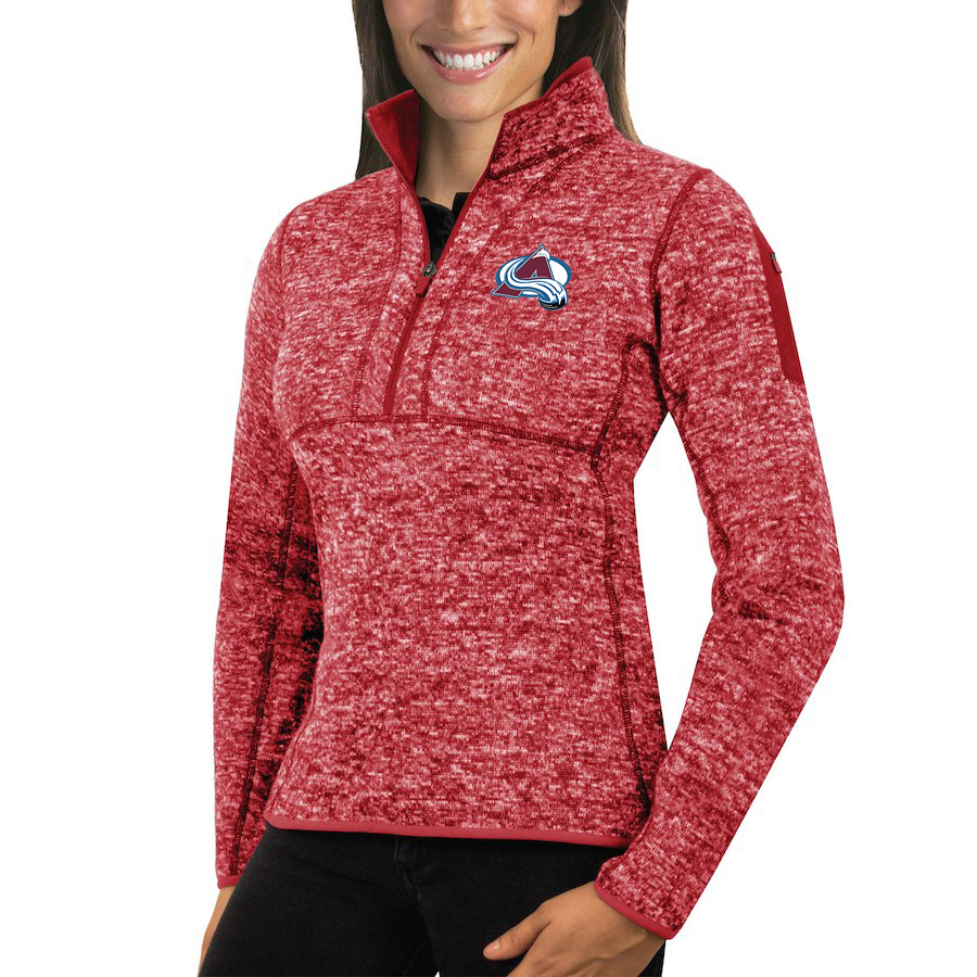 Colorado Avalanche Antigua Women's Fortune 1/2-Zip Pullover Sweater Red Colorado Avalanche Antigua Women's Fortune 1/2-Zip Pullover Sweater Red