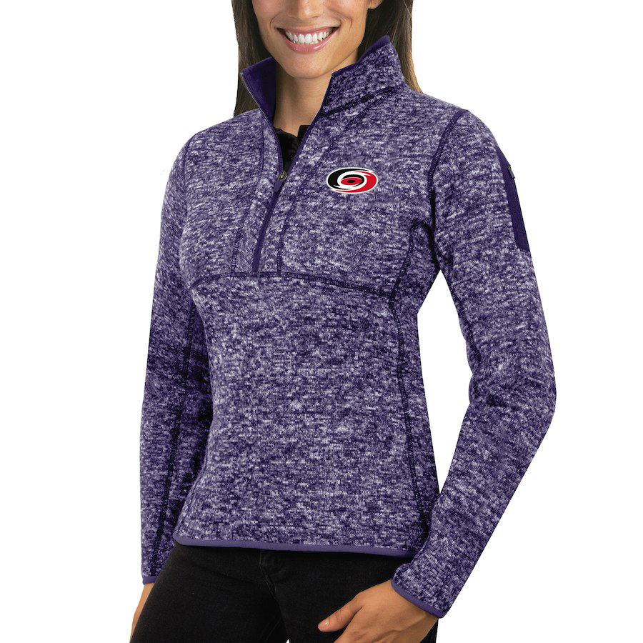 Carolina Hurricanes Antigua Women's Fortune 1/2-Zip Pullover Sweater Purple Carolina Hurricanes Antigua Women's Fortune 1/2-Zip Pullover Sweater Purple
