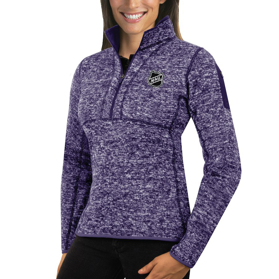 NHL Antigua Women's Fortune 1/2-Zip Pullover Sweater Purple NHL Antigua Women's Fortune 1/2-Zip Pullover Sweater Purple