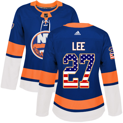 Adidas Islanders #27 Anders Lee Royal Blue Home Authentic USA Flag Women's Stitched NHL Jersey Adidas Islanders #27 Anders Lee Royal Blue Home Authentic USA Flag Women's Stitched NHL Jersey