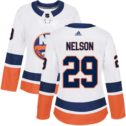Adidas Islanders #29 Brock Nelson White Road Authentic Women's Stitched NHL Jersey Adidas Islanders #29 Brock Nelson White Road Authentic Women's Stitched NHL Jersey
