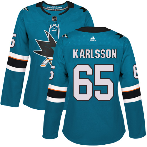 Adidas Sharks #65 Erik Karlsson Teal Home Authentic Women's Stitched NHL Jersey Adidas Sharks #65 Erik Karlsson Teal Home Authentic Women's Stitched NHL Jersey