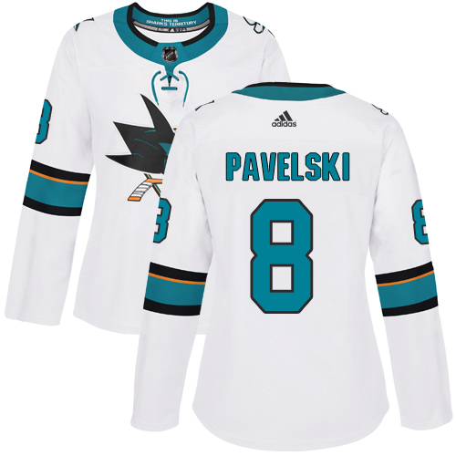 Adidas Sharks #8 Joe Pavelski White Road Authentic Women's Stitched NHL Jersey Adidas Sharks #8 Joe Pavelski White Road Authentic Women's Stitched NHL Jersey