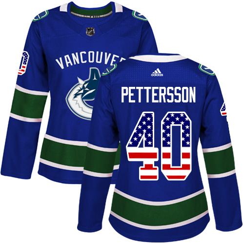 Adidas Canucks #40 Elias Pettersson Blue Home Authentic USA Flag Women's Stitched NHL Jersey Adidas Canucks #40 Elias Pettersson Blue Home Authentic USA Flag Women's Stitched NHL Jersey