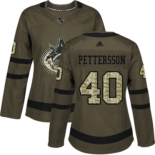 Adidas Canucks #40 Elias Pettersson Green Salute to Service Women's Stitched NHL Jersey Adidas Canucks #40 Elias Pettersson Green Salute to Service Women's Stitched NHL Jersey