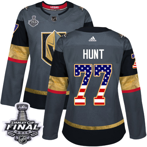 Adidas Golden Knights #77 Brad Hunt Grey Home Authentic USA Flag 2018 Stanley Cup Final Women's Stitched NHL Jersey Adidas Golden Knights #77 Brad Hunt Grey Home Authentic USA Flag 2018 Stanley Cup Final Women's Stitched NHL Jersey