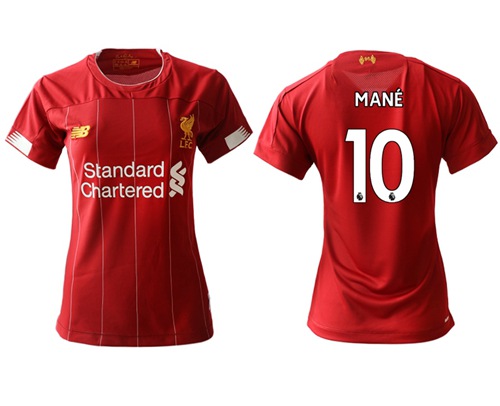 Women's Liverpool #10 Mane Red Home Soccer Club Jersey