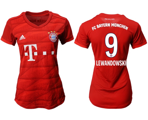 Women's Bayern Munchen #9 Lewandowski Home Soccer Club Jersey