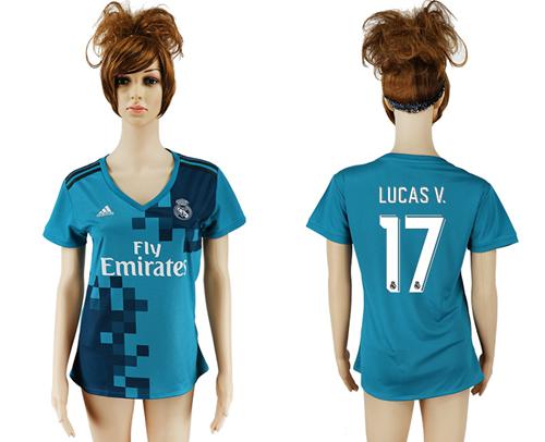 Women's Real Madrid #17 Lucas V. Sec Away Soccer Club Jersey Women's Real Madrid #17 Lucas V. Sec Away Soccer Club Jersey