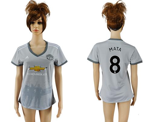 Women's Manchester United #8 Mata Sec Away Soccer Club Jersey Women's Manchester United #8 Mata Sec Away Soccer Club Jersey
