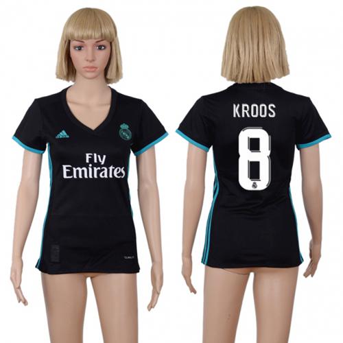 Women's Real Madrid #8 Kroos Away Soccer Club Jersey Women's Real Madrid #8 Kroos Away Soccer Club Jersey