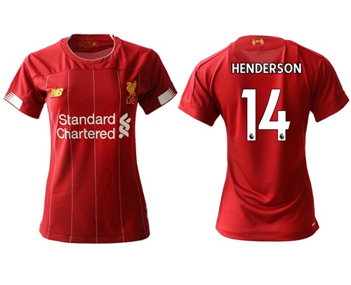 Women's Liverpool #14 Henderson Red Home Soccer Club Jersey