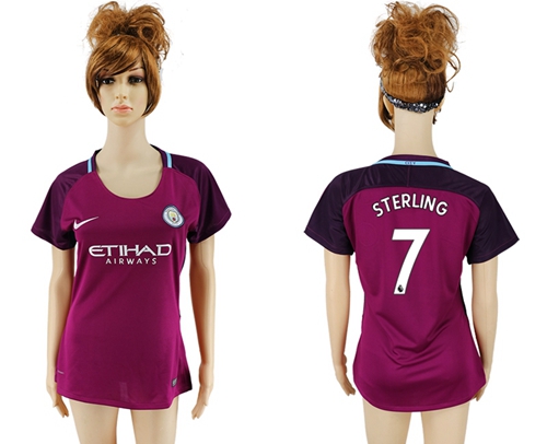Women's Manchester City #7 Sterling Away Soccer Club Jersey Women's Manchester City #7 Sterling Away Soccer Club Jersey