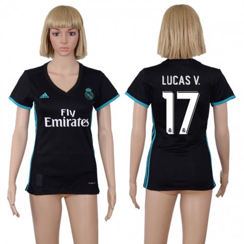 Women's Real Madrid #17 Lucas V. Away Soccer Club Jersey Women's Real Madrid #17 Lucas V. Away Soccer Club Jersey