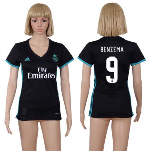 Women's Real Madrid #9 Benzema Away Soccer Club Jersey Women's Real Madrid #9 Benzema Away Soccer Club Jersey