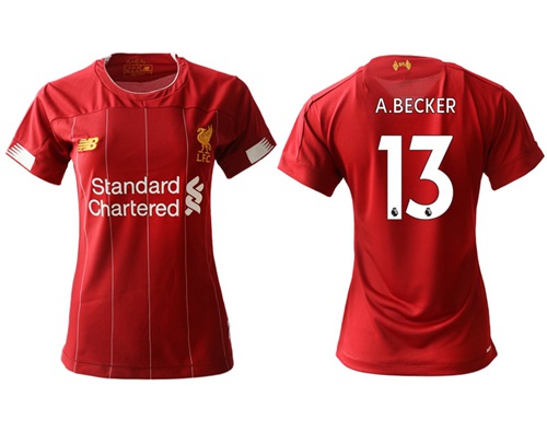 Women's Liverpool #13 A.Becker Red Home Soccer Club Jersey Women's Liverpool #13 A.Becker Red Home Soccer Club Jersey