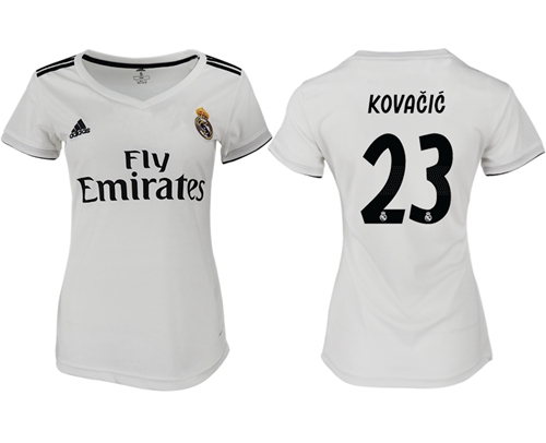 Women's Real Madrid #23 Kovacic Home Soccer Club Jersey Women's Real Madrid #23 Kovacic Home Soccer Club Jersey