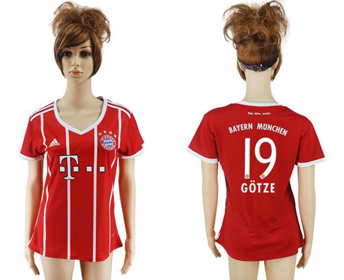 Women's Bayern Munchen #19 Gotze Home Soccer Club Jersey