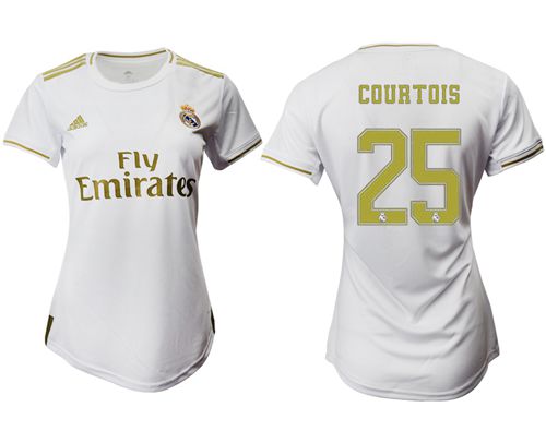 Women's Real Madrid #25 Courtois Home Soccer Club Jersey Women's Real Madrid #25 Courtois Home Soccer Club Jersey
