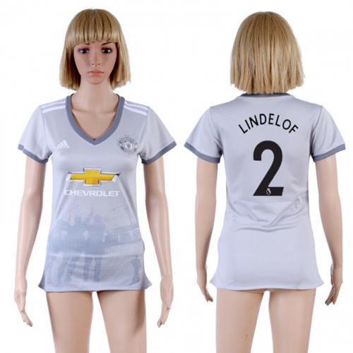 Women's Manchester United #2 Lindelof Sec Away Soccer Club Jersey Women's Manchester United #2 Lindelof Sec Away Soccer Club Jersey