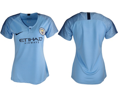 Women's Manchester City Blank Home Soccer Club Jersey