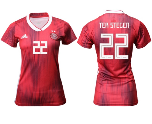 Women's Germany #22 Ter Stegen Away Soccer Country Jersey Women's Germany #22 Ter Stegen Away Soccer Country Jersey