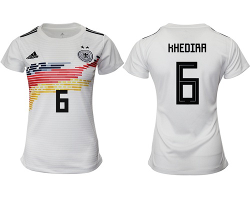 Women's Germany #6 Khedira White Home Soccer Country Jersey Women's Germany #6 Khedira White Home Soccer Country Jersey