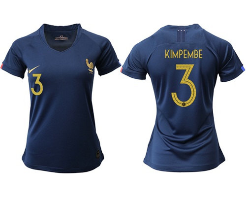 Women's France #3 Kimpembe Home Soccer Country Jersey Women's France #3 Kimpembe Home Soccer Country Jersey