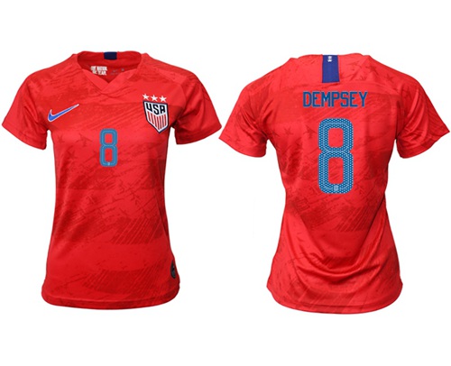 Women's USA #8 Dempsey Away Soccer Country Jersey Women's USA #8 Dempsey Away Soccer Country Jersey