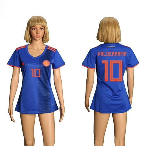 Women's Colombia #10 Valderrama Away Soccer Country Jersey Women's Colombia #10 Valderrama Away Soccer Country Jersey