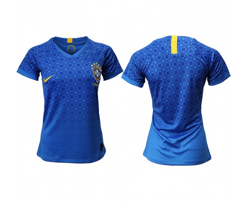 Women's Brazil Blank Away Soccer Country Jersey Women's Brazil Blank Away Soccer Country Jersey