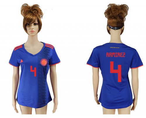 Women's Colombia #4 Ramirez Away Soccer Country Jersey