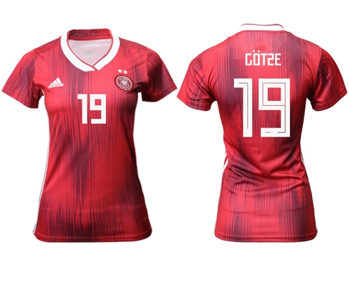 Women's Germany #19 Gotze Away Soccer Country Jersey Women's Germany #19 Gotze Away Soccer Country Jersey