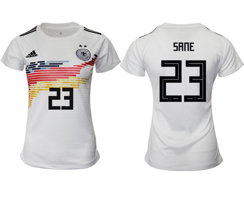Women's Germany #23 Sane White Home Soccer Country Jersey Women's Germany #23 Sane White Home Soccer Country Jersey