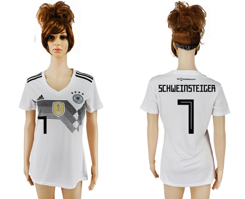 Women's Germany #7 Schweinsteiger White Home Soccer Country Jersey