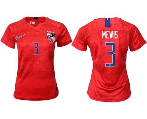 Women's USA #3 Mewis Away Soccer Country Jersey Women's USA #3 Mewis Away Soccer Country Jersey