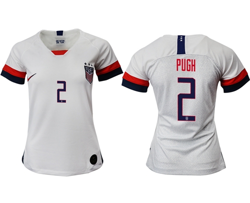 Women's USA #2 Pugh Home Soccer Country Jersey