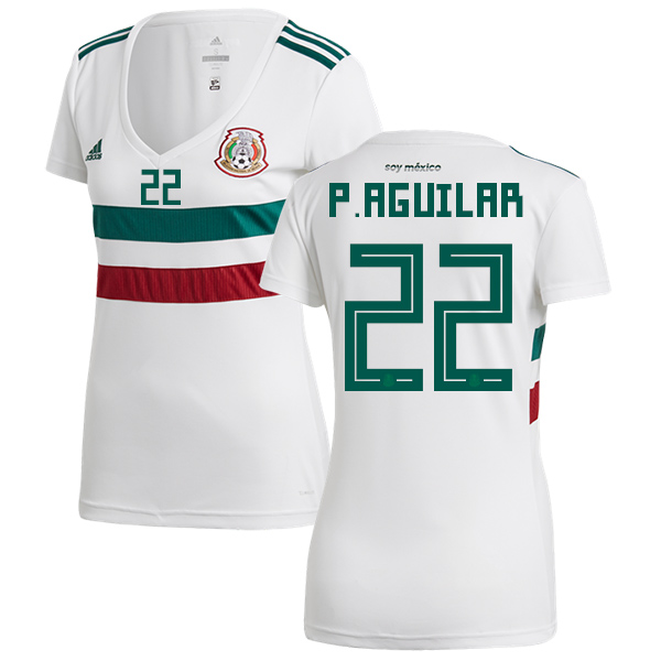 Women's Mexico #22 P. Aguilar Away Soccer Country Jersey Women's Mexico #22 P. Aguilar Away Soccer Country Jersey