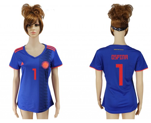 Women's Colombia #1 Ospina Away Soccer Country Jersey Women's Colombia #1 Ospina Away Soccer Country Jersey