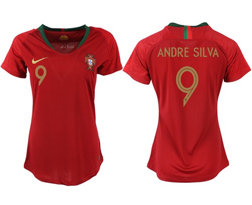 Women's Portugal #9 Andre Silva Home Soccer Country Jersey Women's Portugal #9 Andre Silva Home Soccer Country Jersey