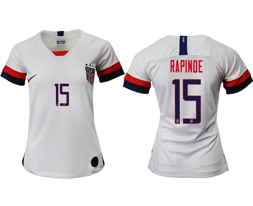 Women's USA #15 Rapinoe Home Soccer Country Jersey Women's USA #15 Rapinoe Home Soccer Country Jersey