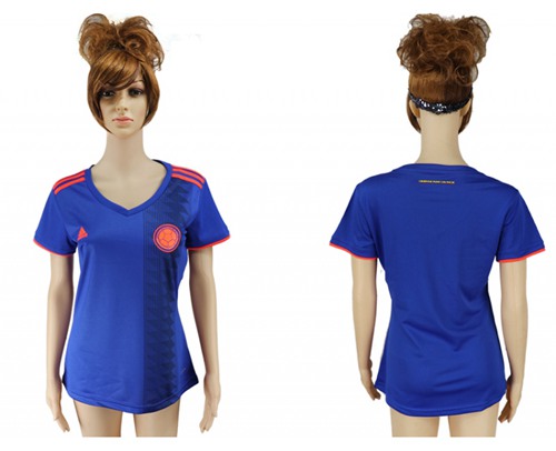 Women's Colombia Blank Away Soccer Country Jersey Women's Colombia Blank Away Soccer Country Jersey
