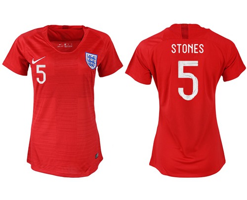 Women's England #5 Stones Away Soccer Country Jersey Women's England #5 Stones Away Soccer Country Jersey