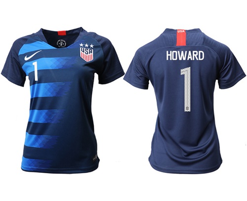Women's USA #1 Howard Away Soccer Country Jersey