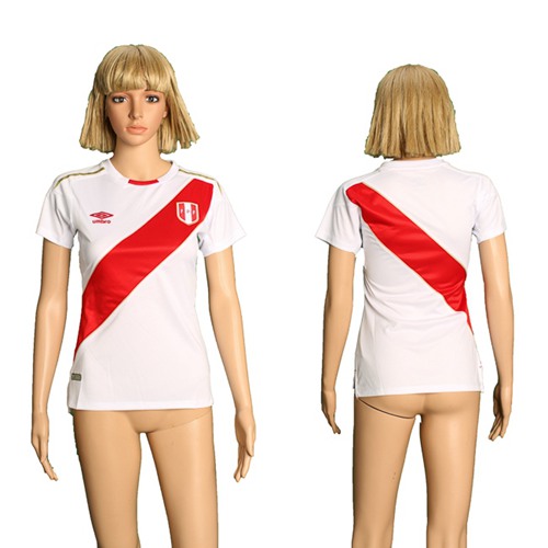 Women's Peru Blank Home Soccer Country Jersey Women's Peru Blank Home Soccer Country Jersey