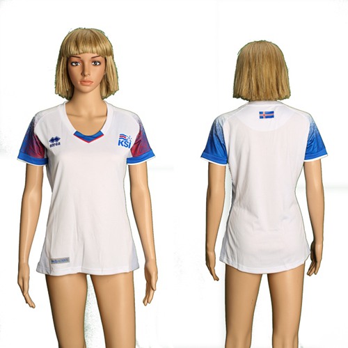 Women's Iceland Blank Away Soccer Country Jersey Women's Iceland Blank Away Soccer Country Jersey