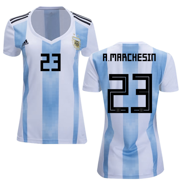Women's Argentina #23 A.Marchesin Home Soccer Country Jersey