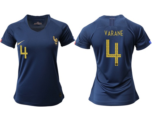 Women's France #4 Varane Home Soccer Country Jersey Women's France #4 Varane Home Soccer Country Jersey